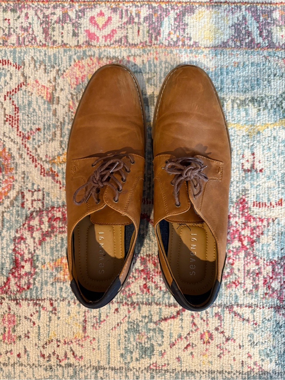Seven7 Men's Tan Leather Lace-Up Oxfords